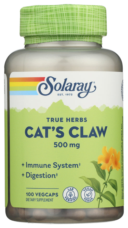 Solaray Cat's Claw 500mg 100 VegCaps Front of Box