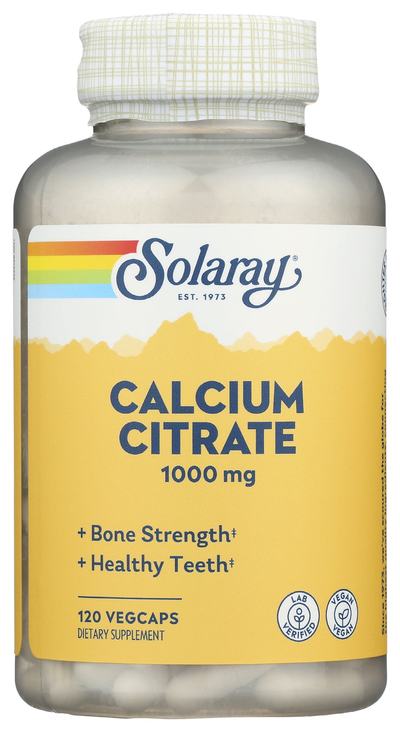 Solaray Calcium Citrate 1000mg 120 VegCaps Front of Bottle