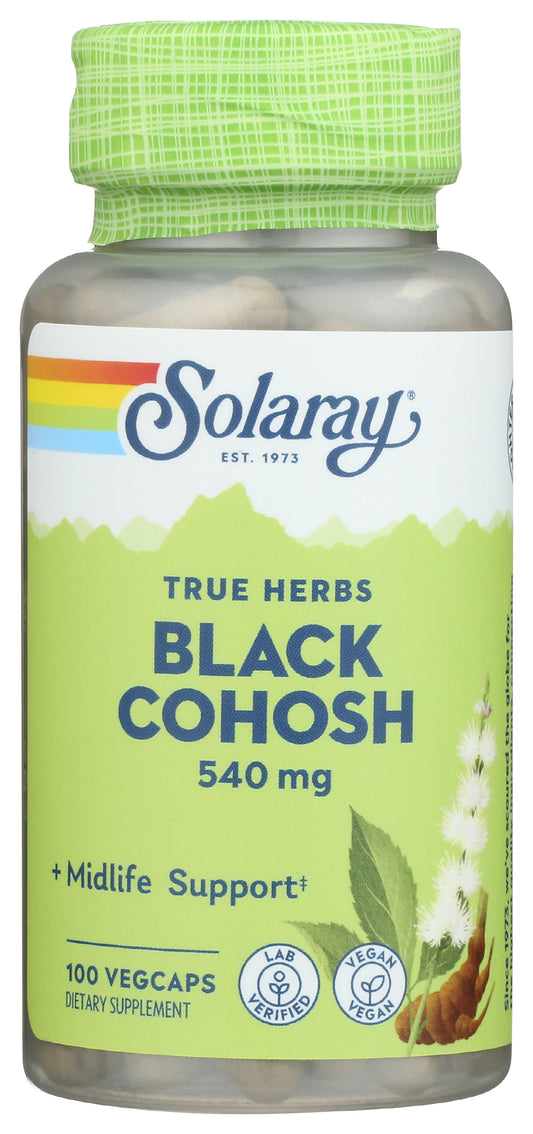 Solaray Black Cohosh 540mg 100 VegCaps Front of Bottle