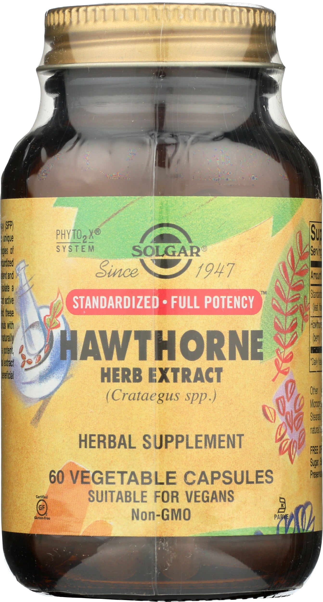 Solgar Hawthorn Herb Extract 60 Vegetable Capsules Front