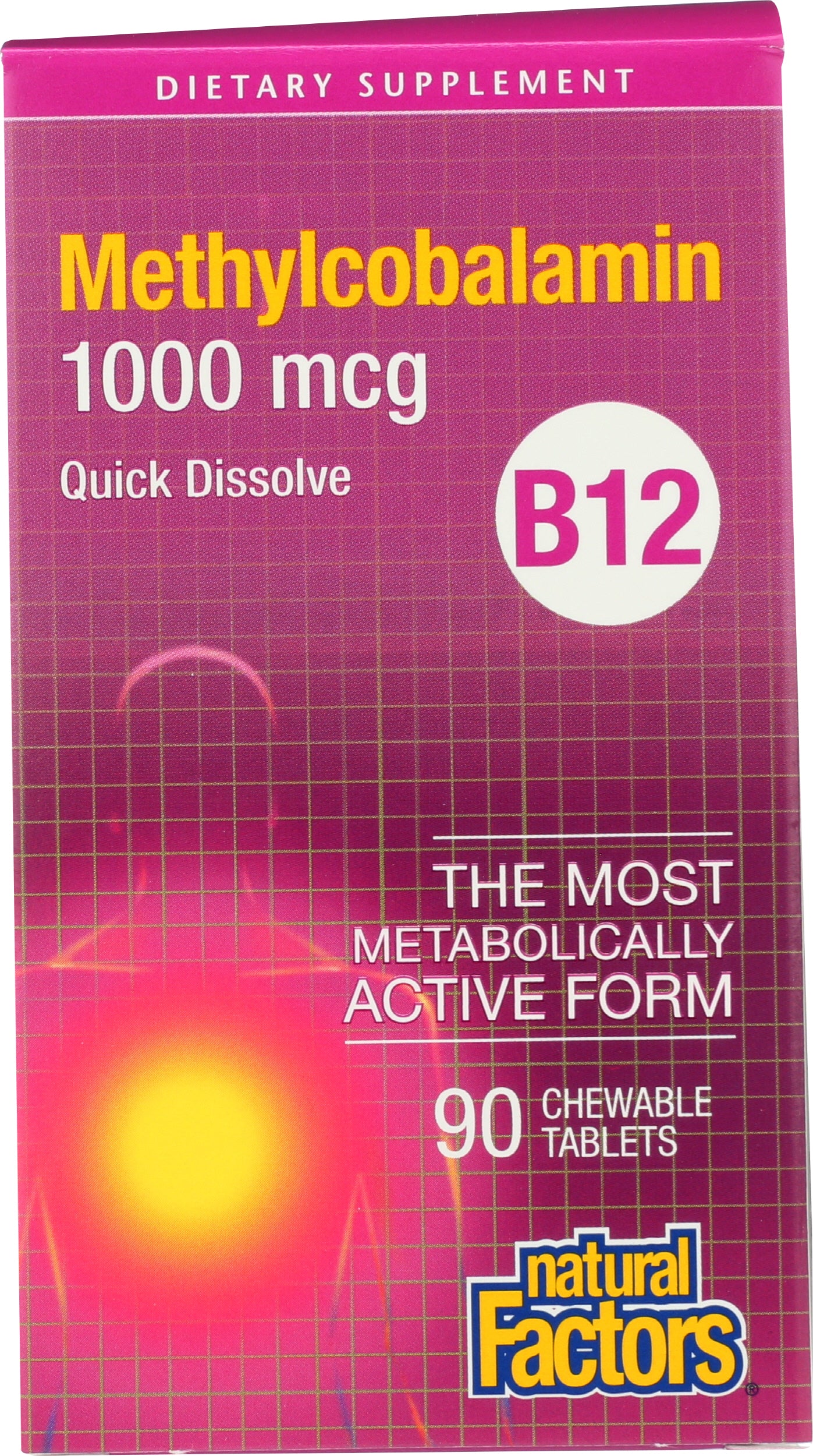 Natural Factors Methylcobalamin 1000 mcg 90 Tablets Front of Box