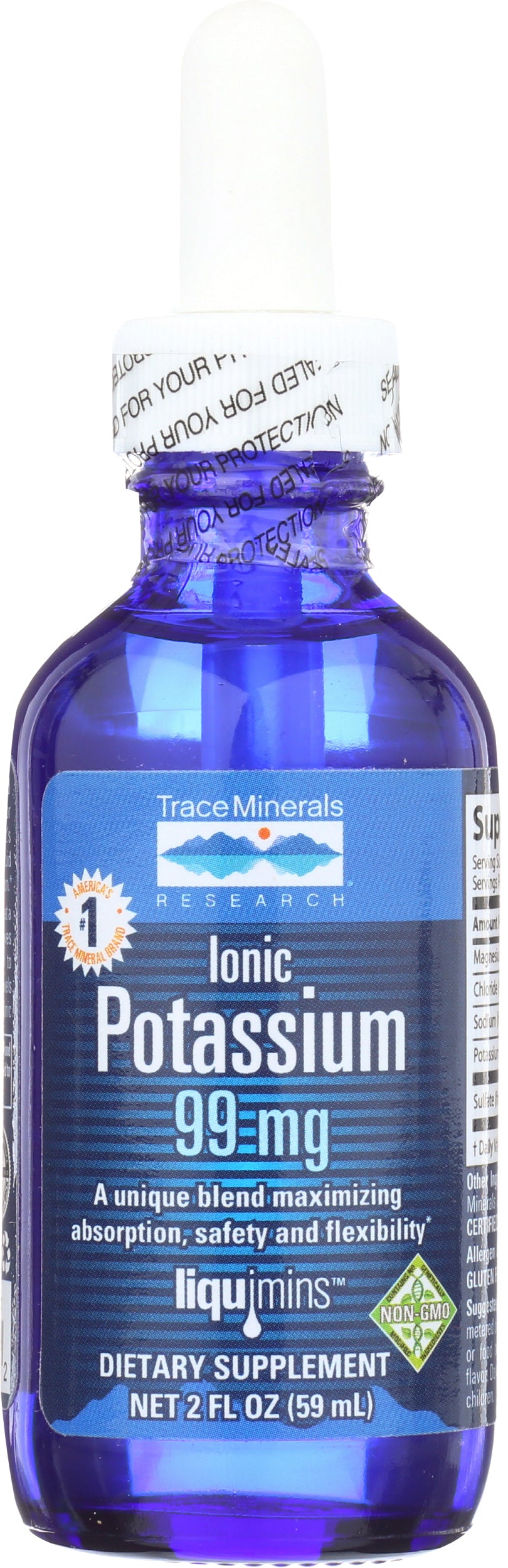 Trace Minerals Liquid Potassium Front of Bottle