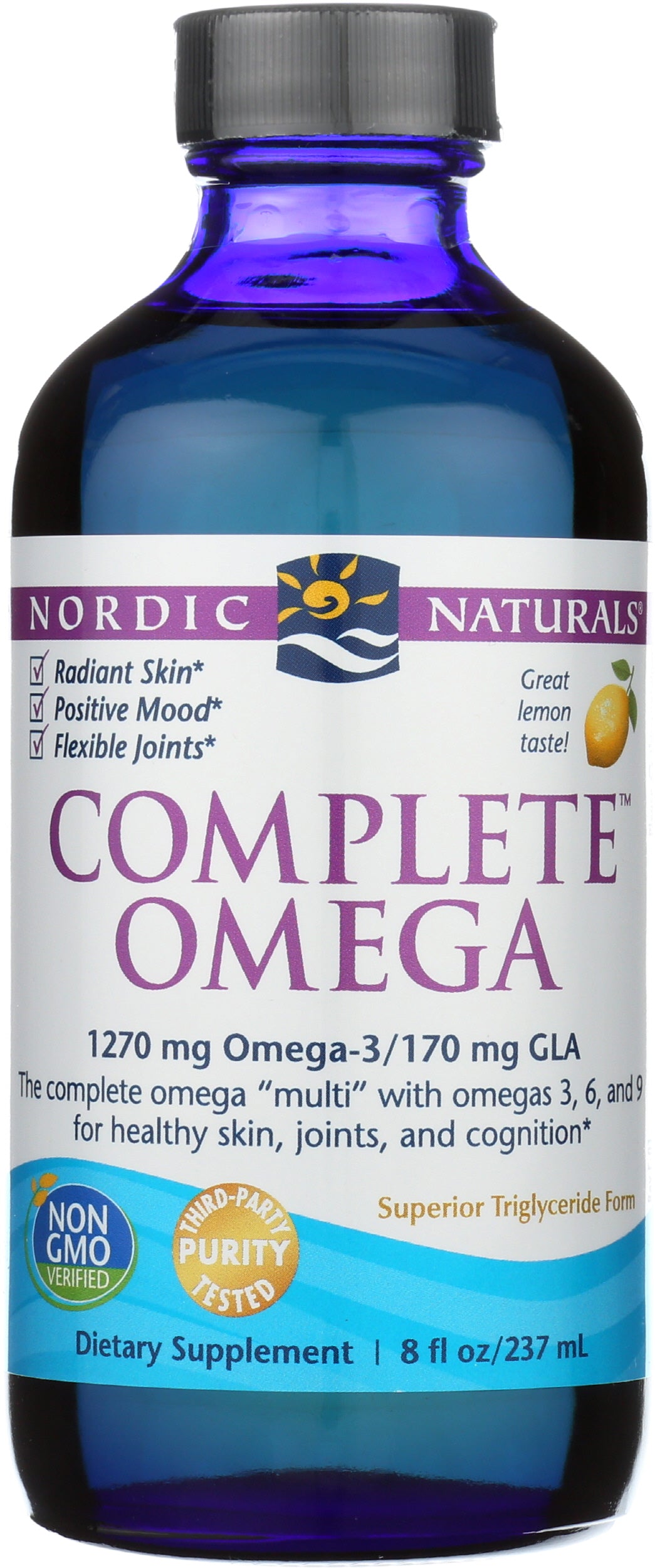Nordic Naturals Complete Omega 1270 mg + 170 mg GLA 8 fl oz Front of Bottle