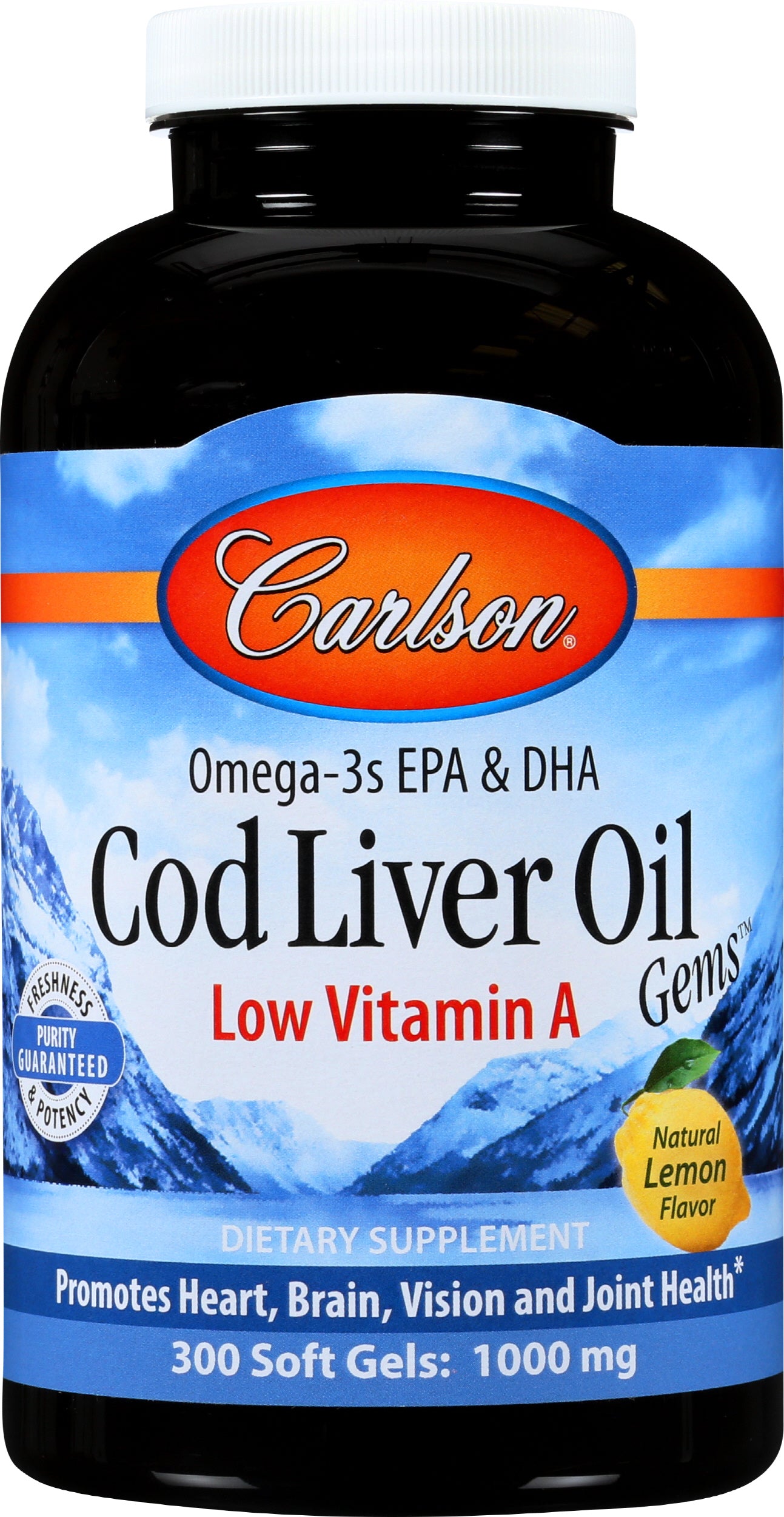 Carlson Cod Liver Oil 230 mg Front of Bottle