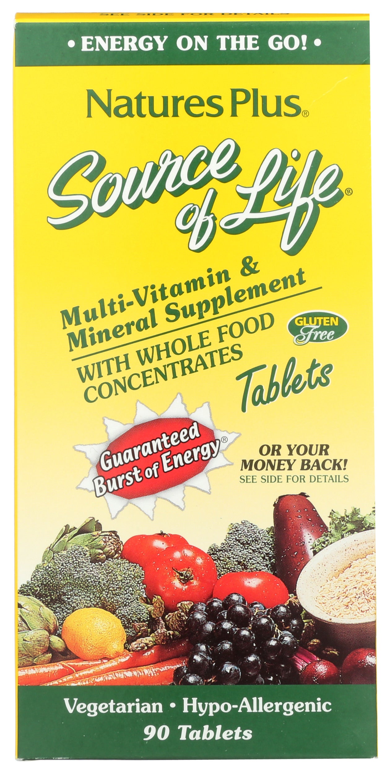 NaturesPlus Source of Life Multivitamin 90 Tablets Front of Box