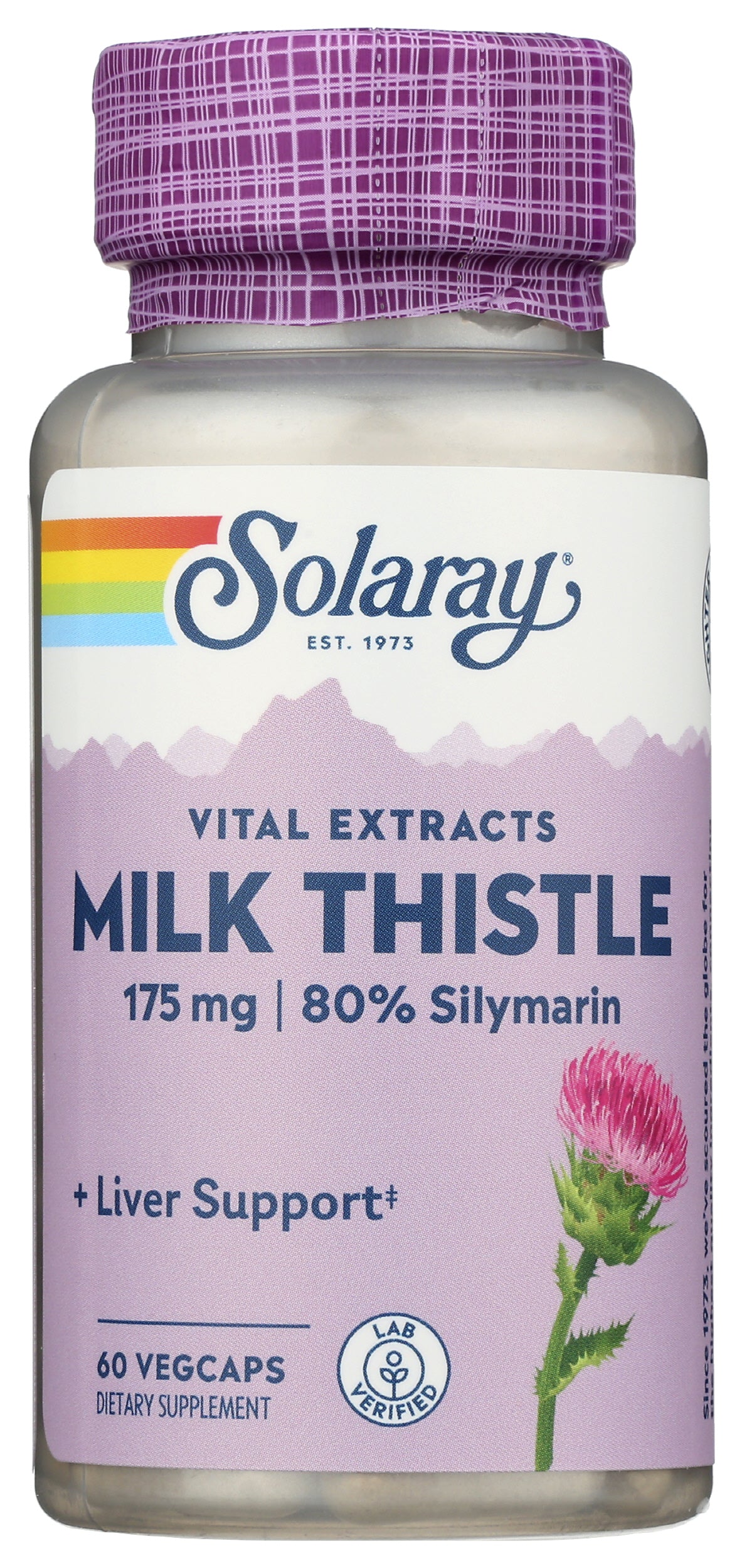 Solaray Vital Extracts Milk Thistle 175 mg 80% Silymarin 60 VegCaps Front