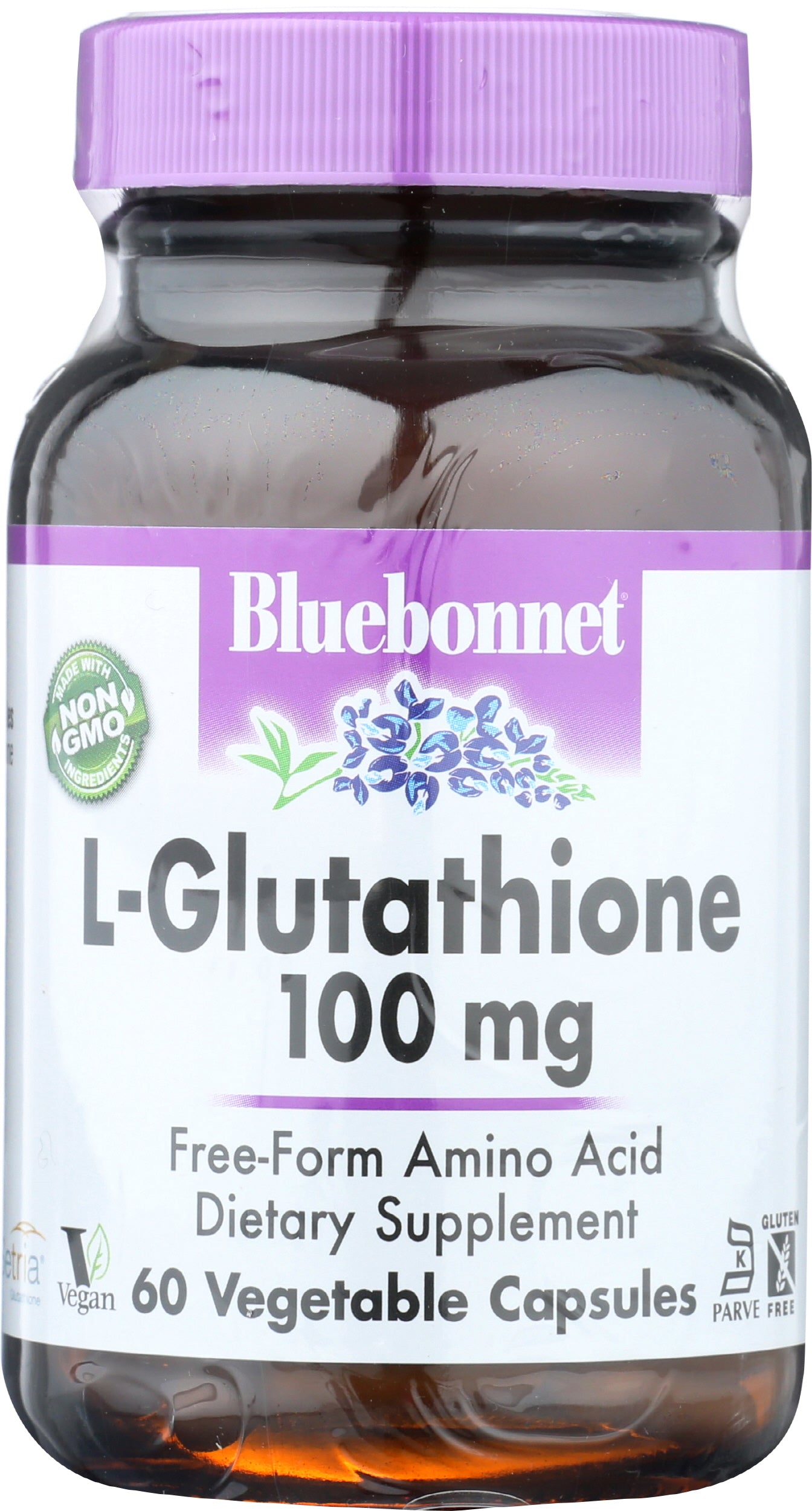 Bluebonnet L-Glutathione 100 mg 60 Vegetable Capsules Front