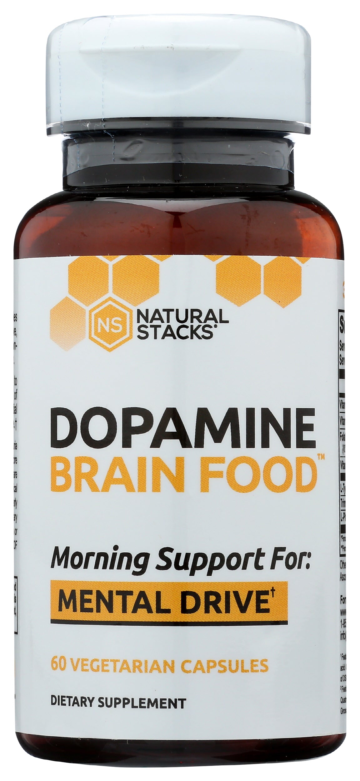 Natural Stacks Dopamine Brain Food 60 Vegetarian Capsules Front of Bottle
