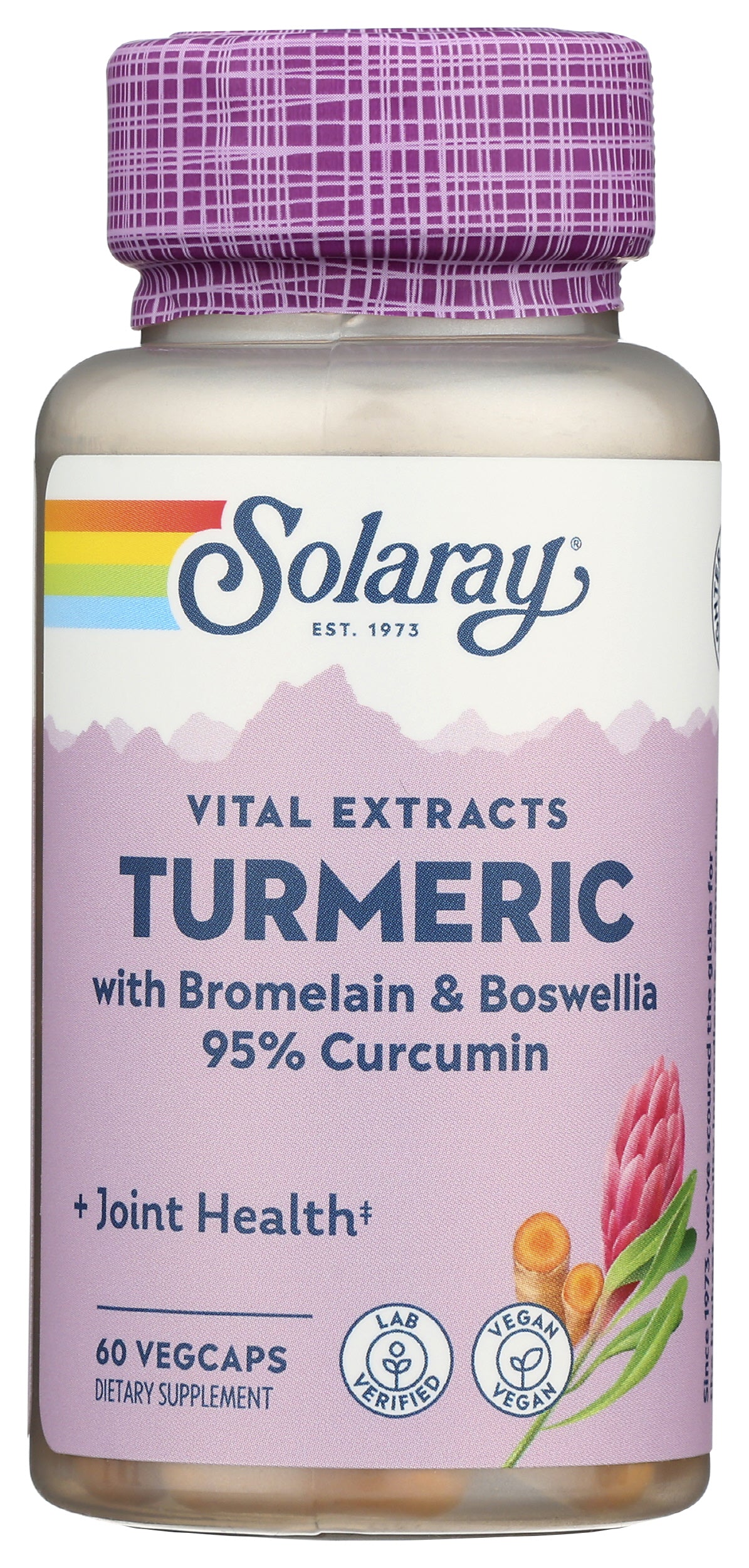 Solaray Vital Extracts Turmeric with Bromelain & Boswellia 60 VegCaps Front of Bottle
