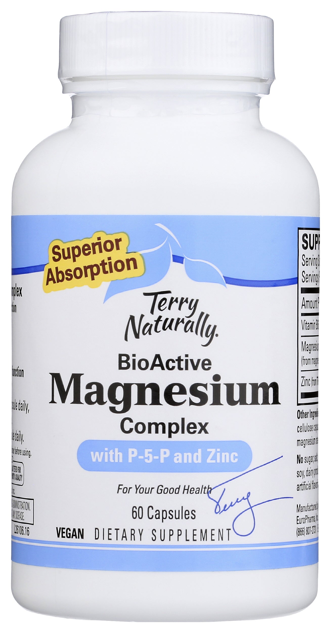 Terry Naturally BioActive Magnesium Complex w/ P-5-P and Zinc 60 Capsules