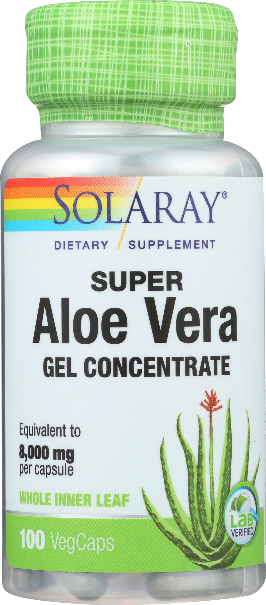 Solaray Super Aloe Vera 8000mg 100 VegCaps Front