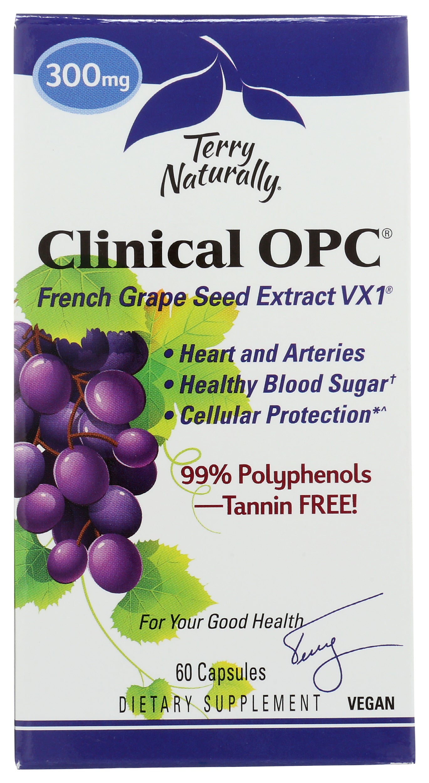 Terry Naturally Clinical OPC Grape Seed Extract 60 Capsules Front