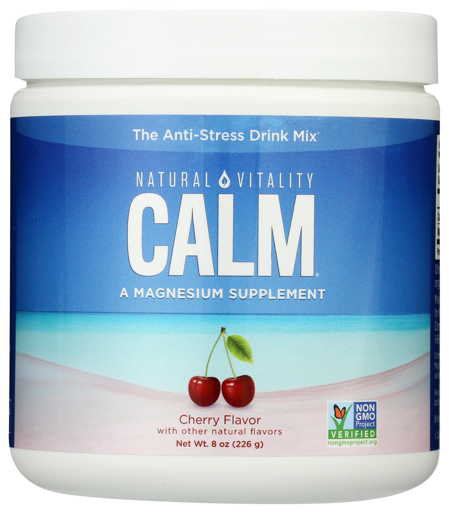 Natural Vitality Calm Magnesium Supplement Cherry Flavor 8oz Front of Bottle