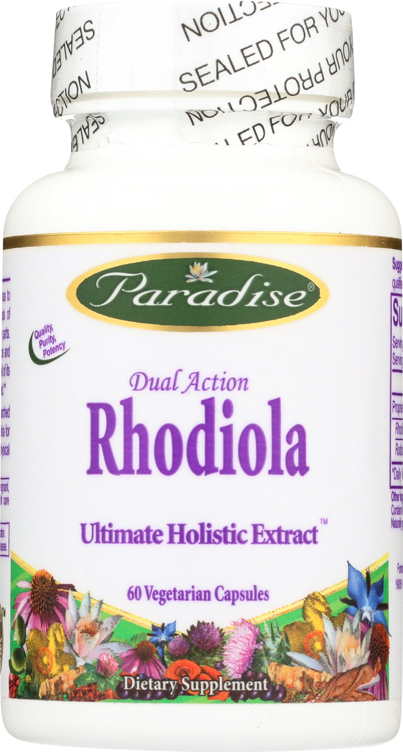 Paradise Rhodiola 60 Vegetarian Capsules Front of Bottle