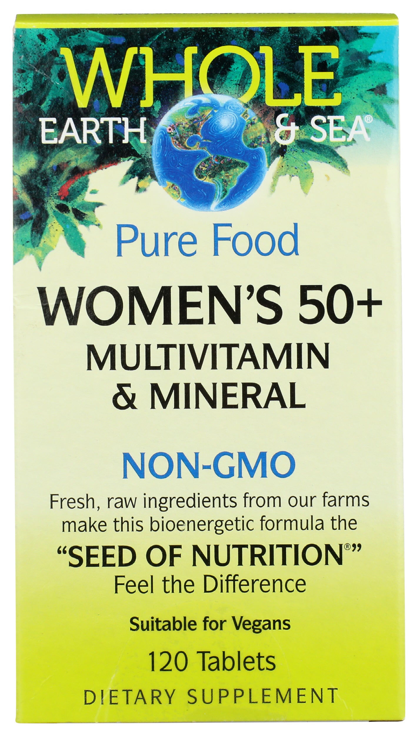 Whole Earth & Sea Women's 50+ Multivitamin 120 Tablets Front of Box