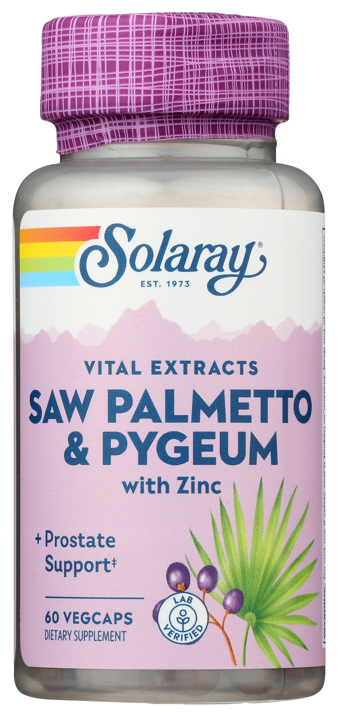 Solaray Saw Palmetto & Pygeum with Zinc 60 VegCaps Front of Bottle