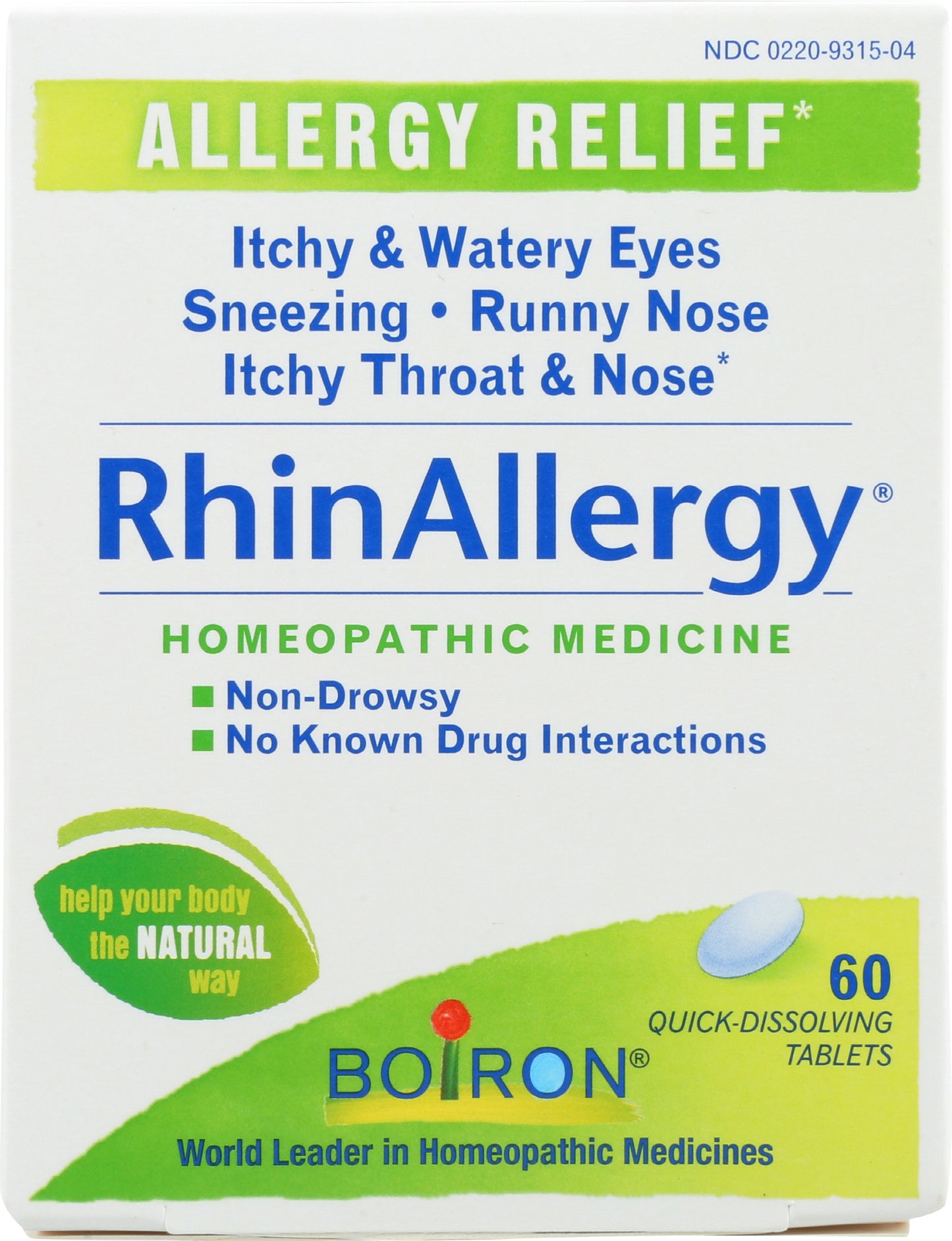 Boiron RhinAllergy 60 Tablets Front