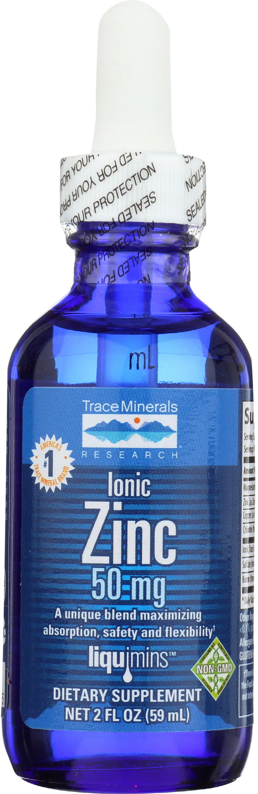 Trace Minerals Ionic Zinc 2 Fl. Oz. Front of Bottle