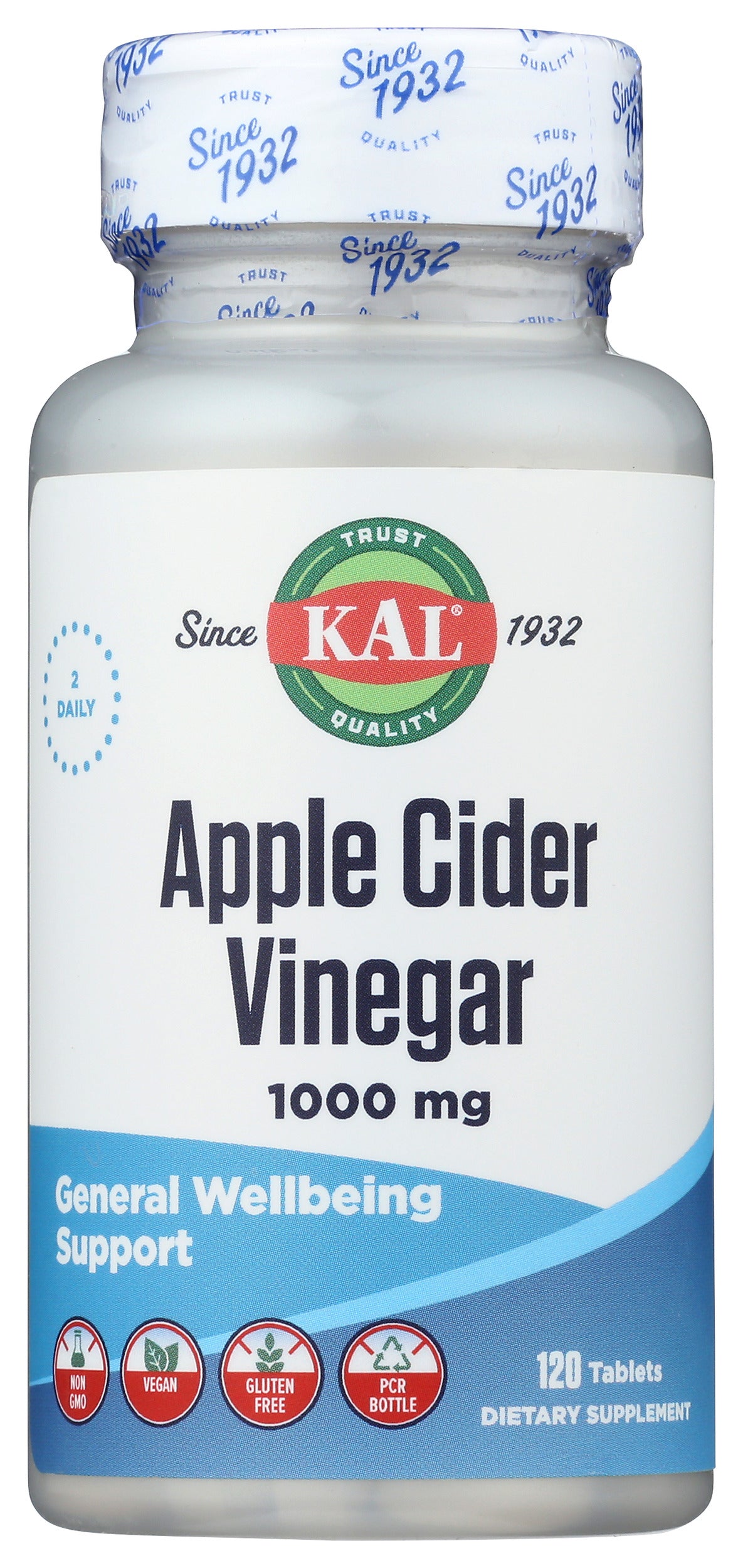 KAL Apple Cider Vinegar 1000mg 120 Tablets Front