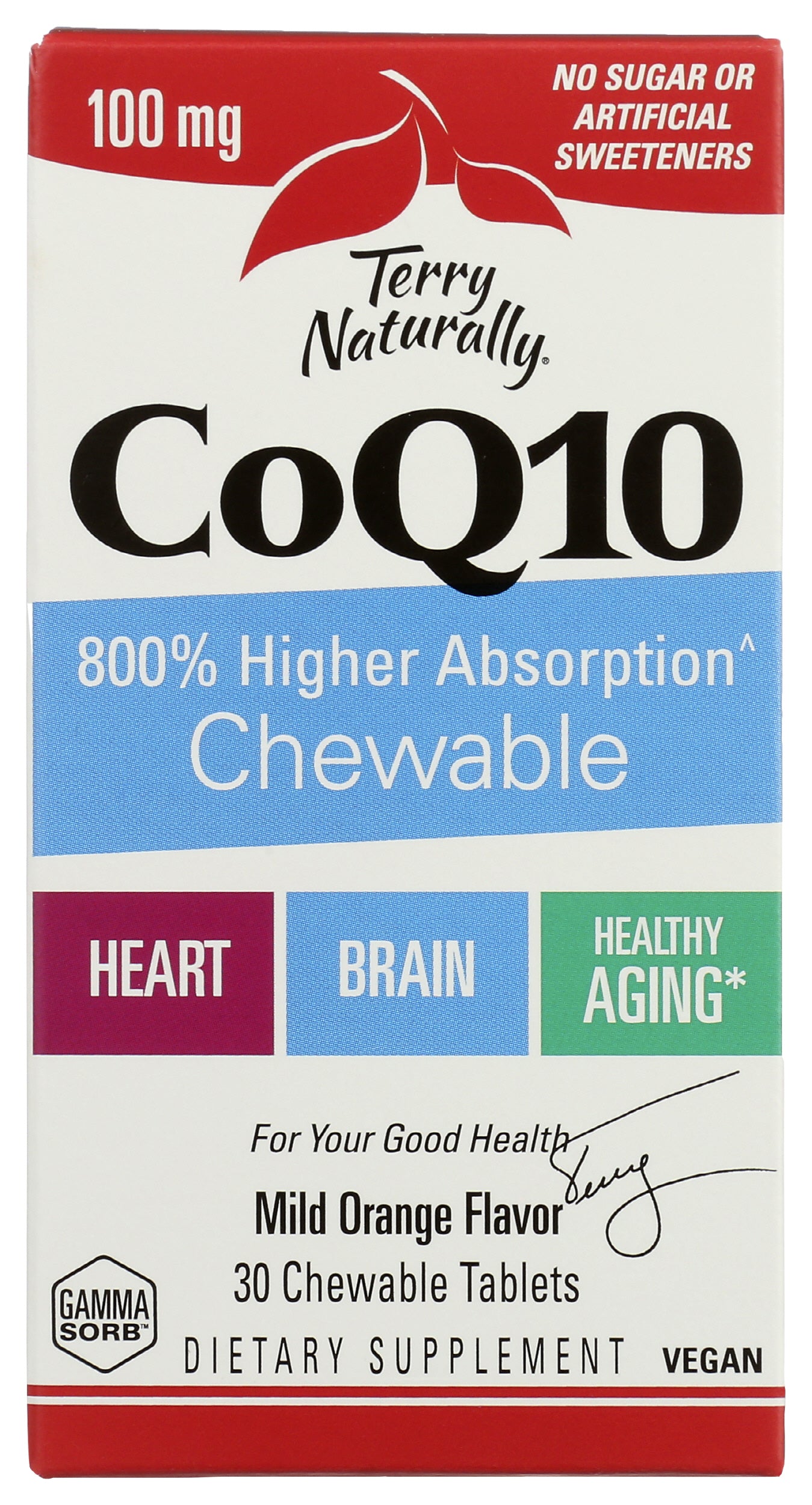 Terry Naturally CoQ10 30 Chewable Tablets Front