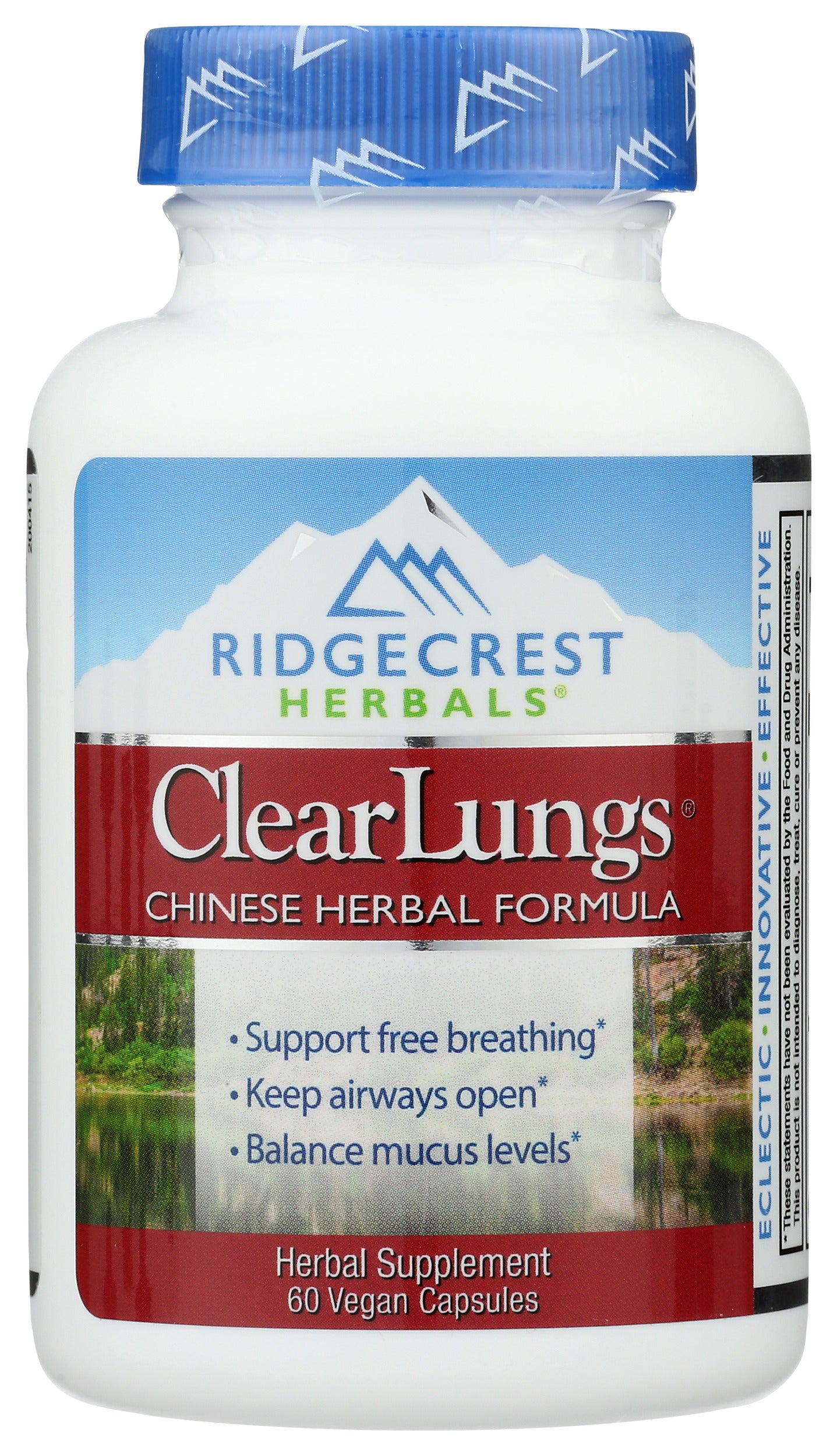 Ridgecrest Herbals ClearLungs 60 Vegan Capsules Front of Bottle