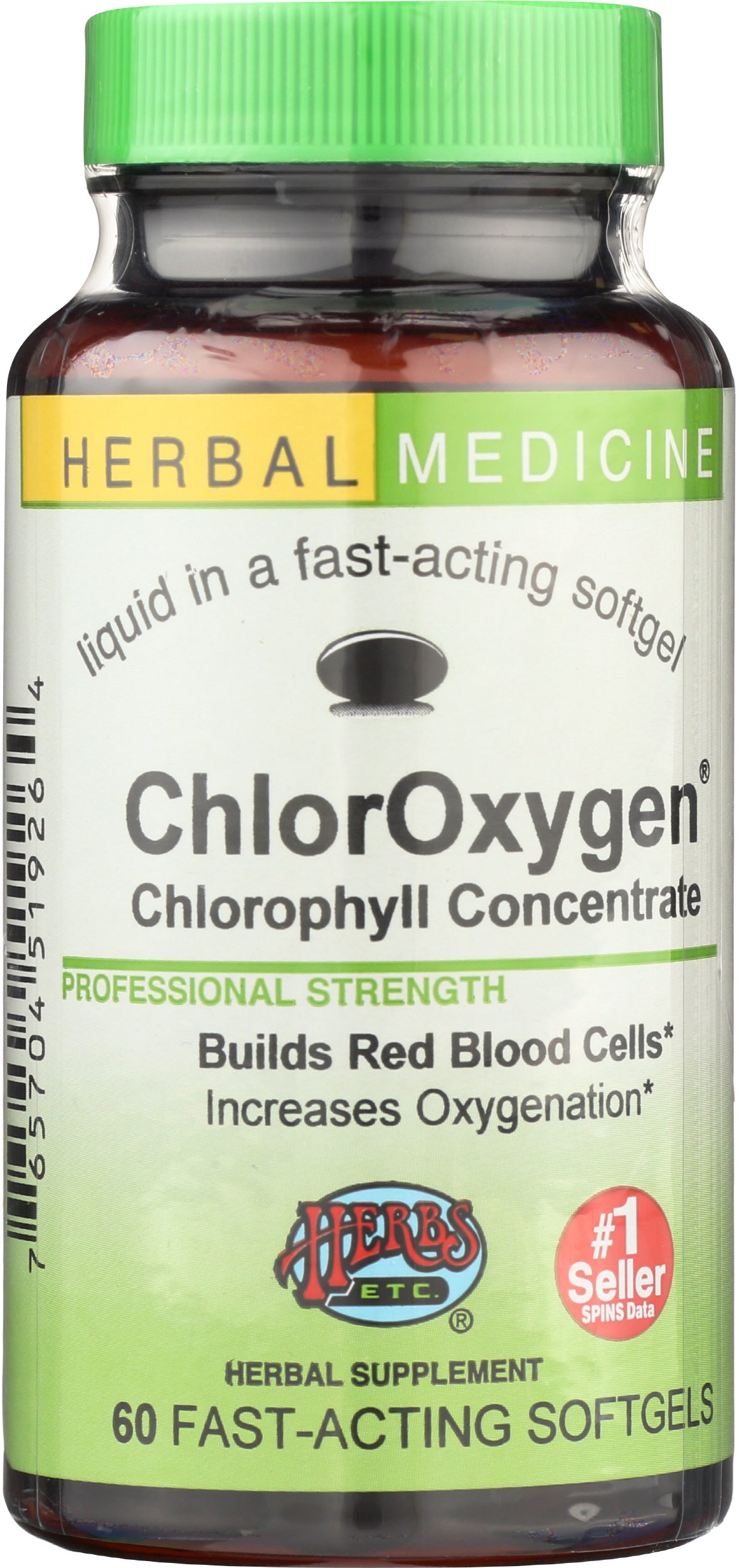 Herbs Etc. ChlorOxygen 60 Softgels Front of Bottle