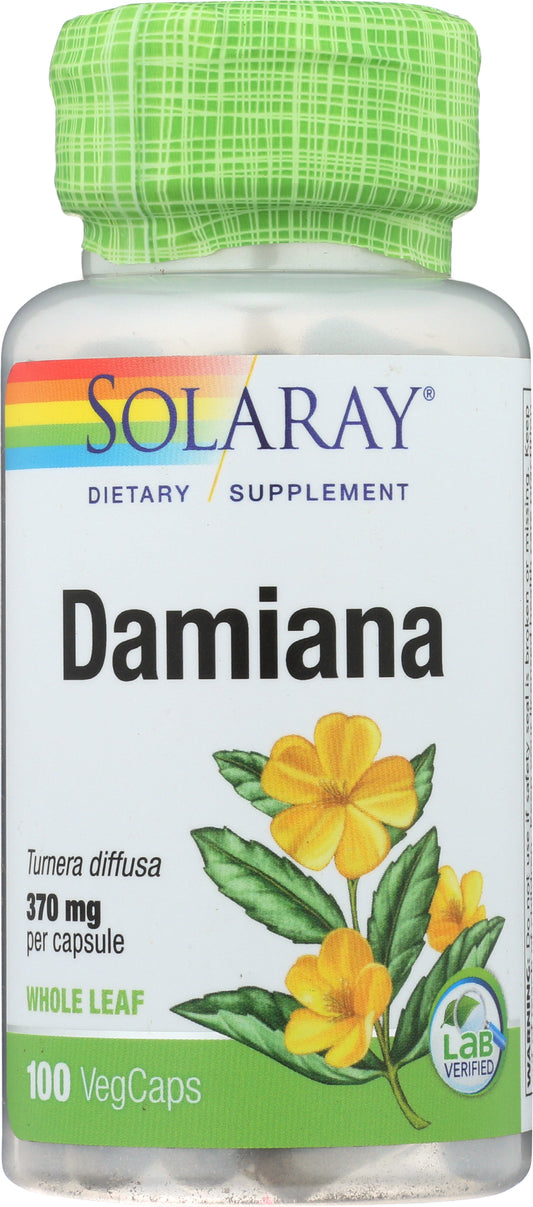 Solaray Damiana 370 mg 100 VegCaps Front of Bottle