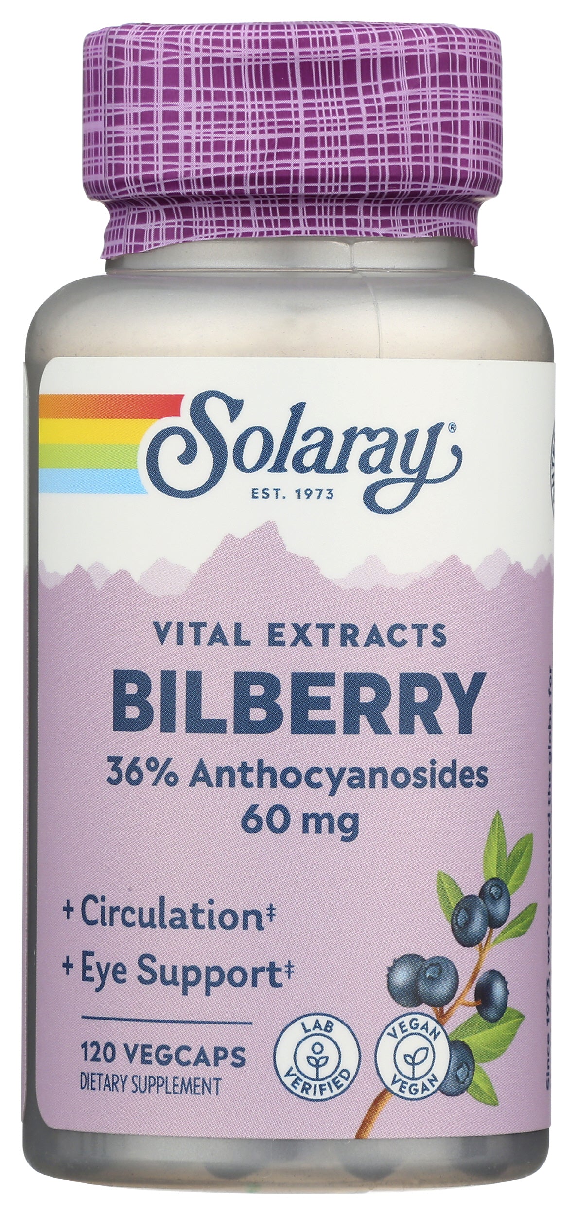 Solaray Vital Extracts Bilberry 60 mg 120 VegCaps Front