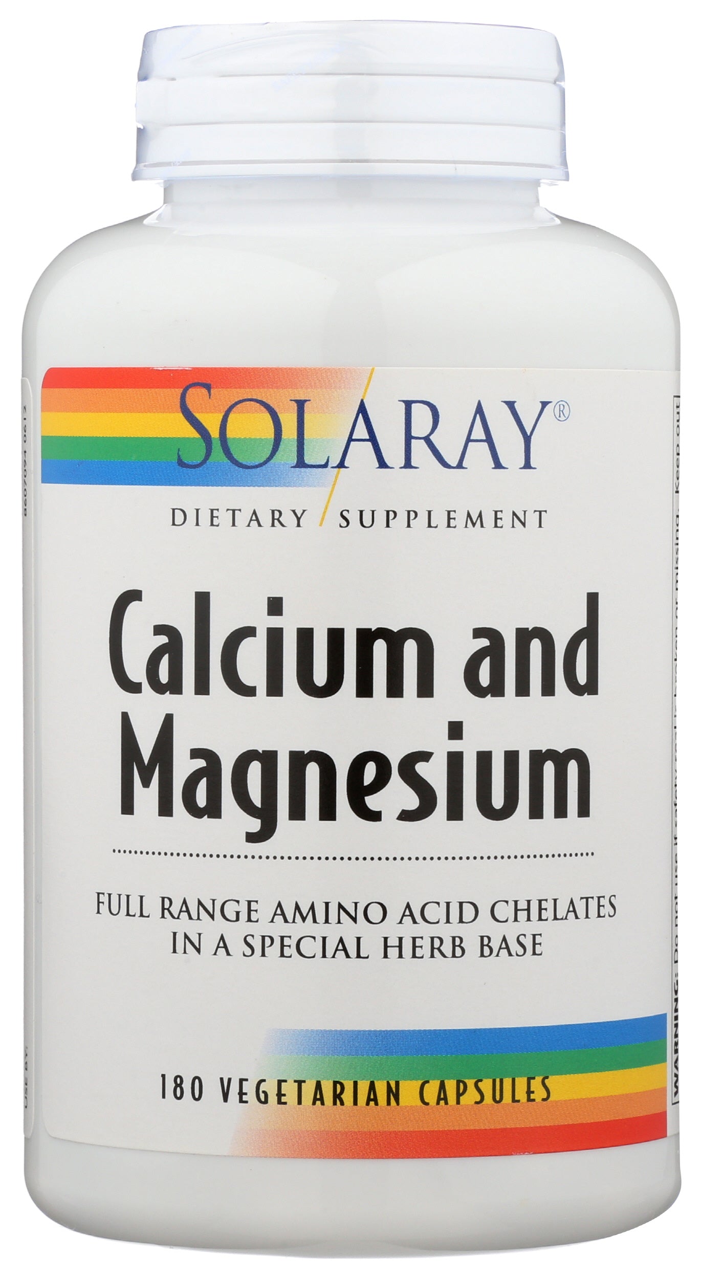 Solaray Enhanced Absorption Calcium Magnesium 180 VegCaps Front of Bottle