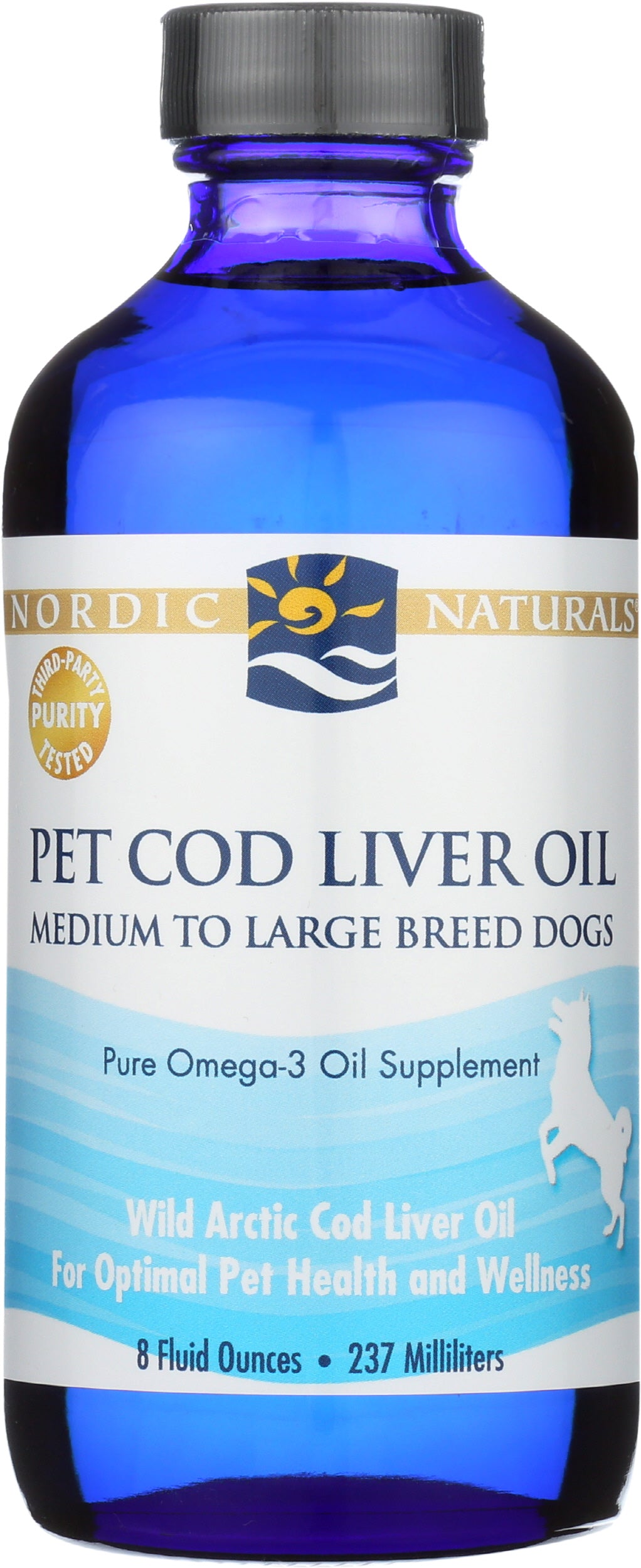 Nordic Naturals Pet Cod Liver Oil 8 Fl. Oz. Front of Bottle