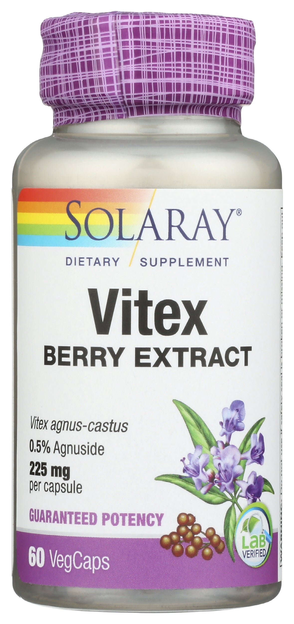 Solary Vitex Berry Extract 225mg 60 VegCaps Front