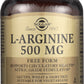 Solgar L-Arginine 500 mg 100 Vegetable Capsules Front