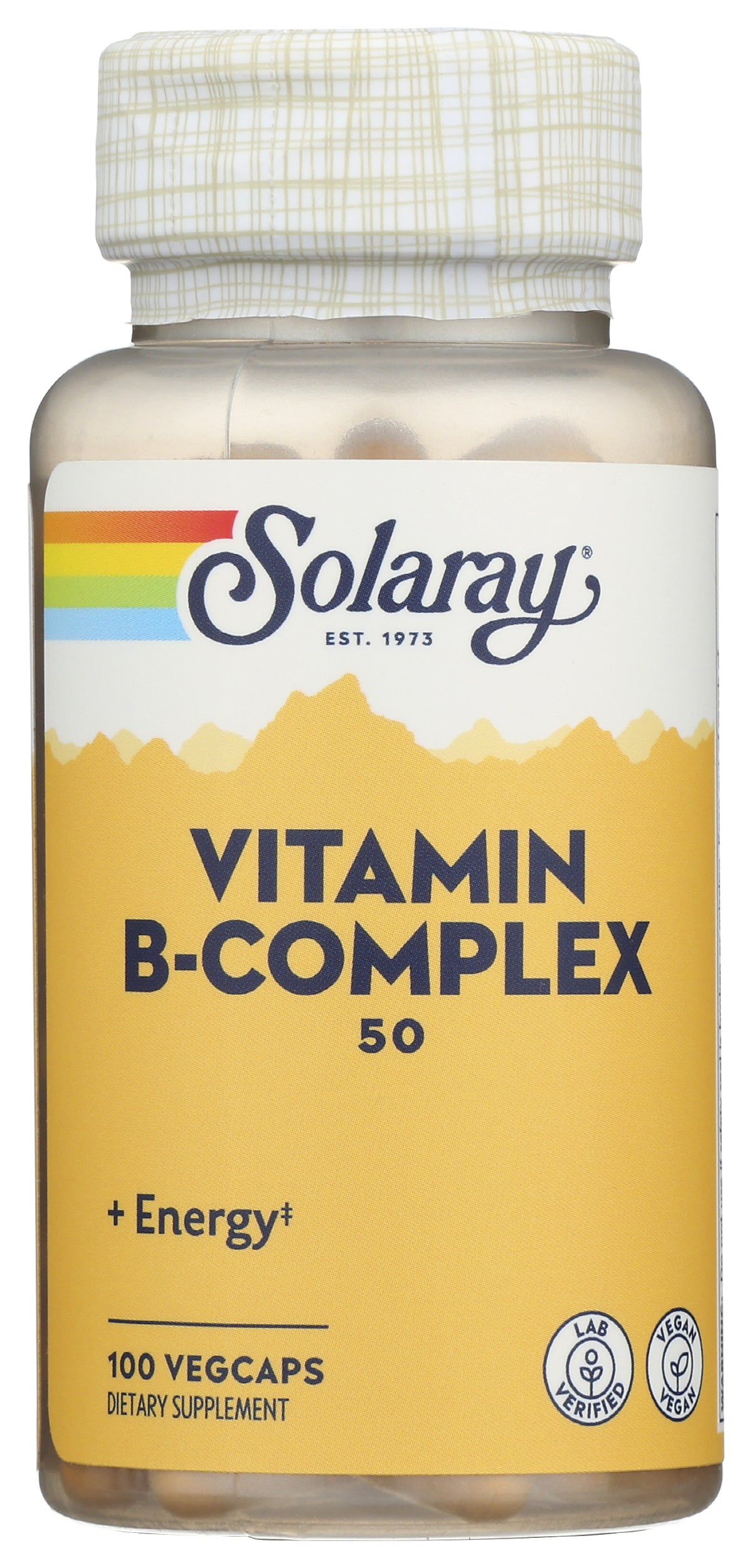 Solaray Vitamin B-Complex 50 100 VegCaps Front of Bottle