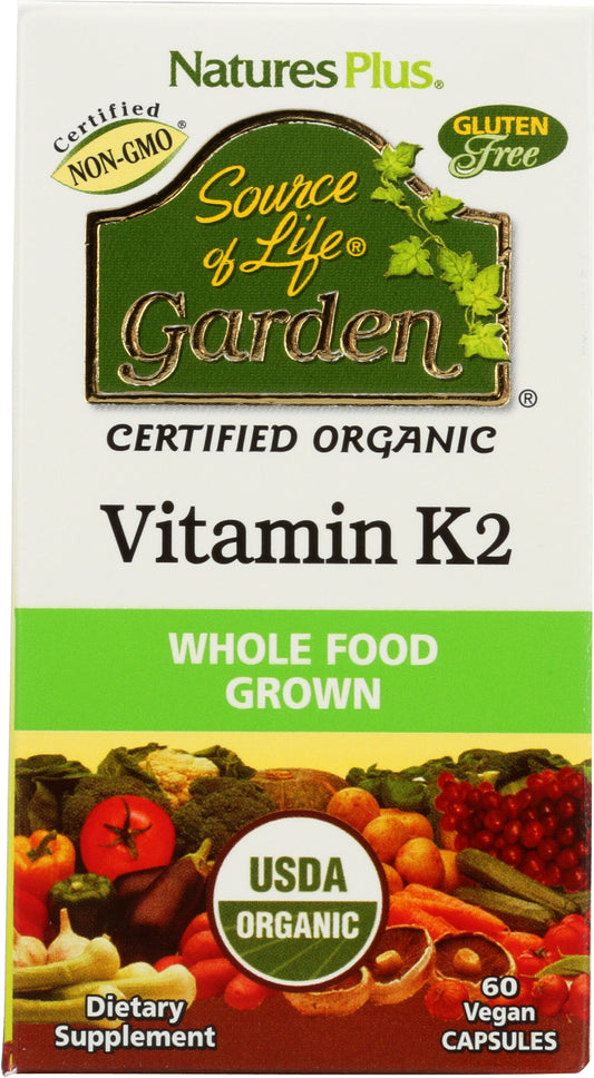 NaturesPlus Source of Life Garden Vitamin K2 60 Vegan Capsules Front of Box
