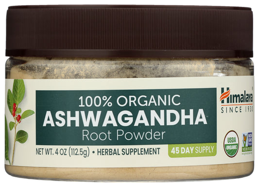 Himalaya Organic Ashwagandha Root Powder 4oz Front of Bottle