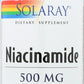 Solaray Niacinamide 500mg 100 VegCaps Front of Bottle