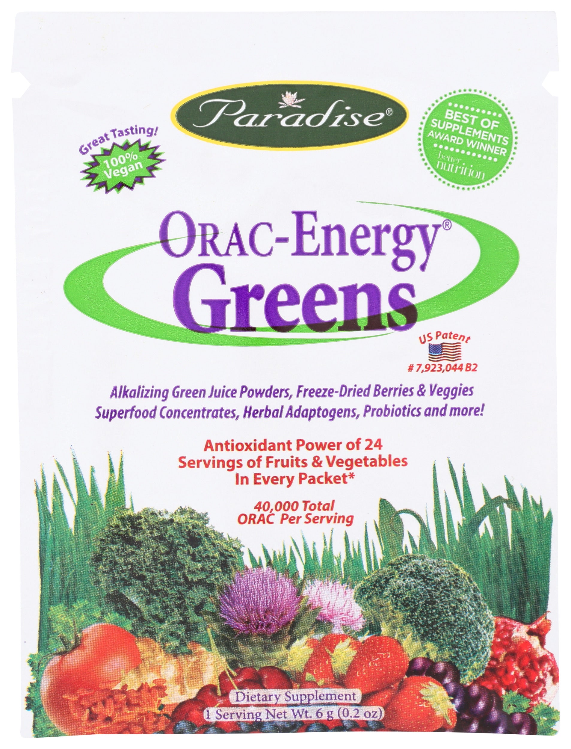 Paradise Orac Energy Greens 0.2oz Front of Packet