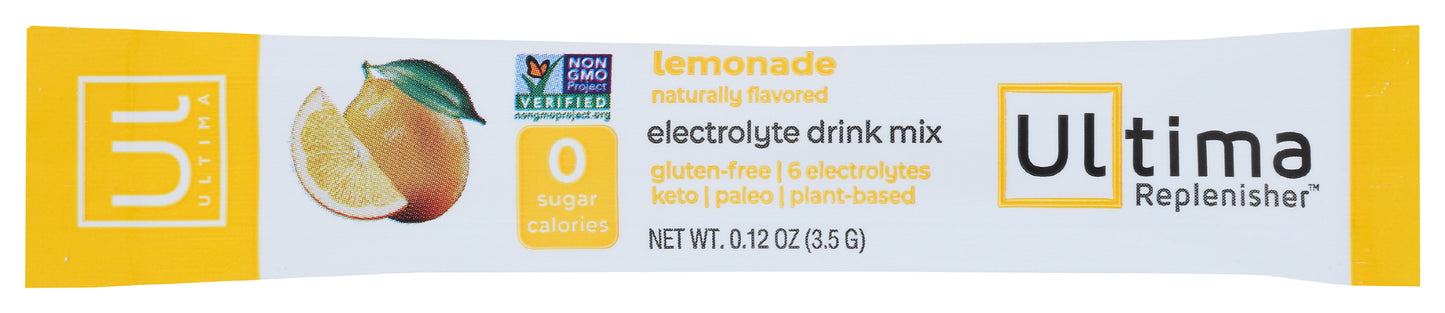 Ultima Replenisher Electrolyte Mix Lemonade Flavor 3.5g Front of Packet