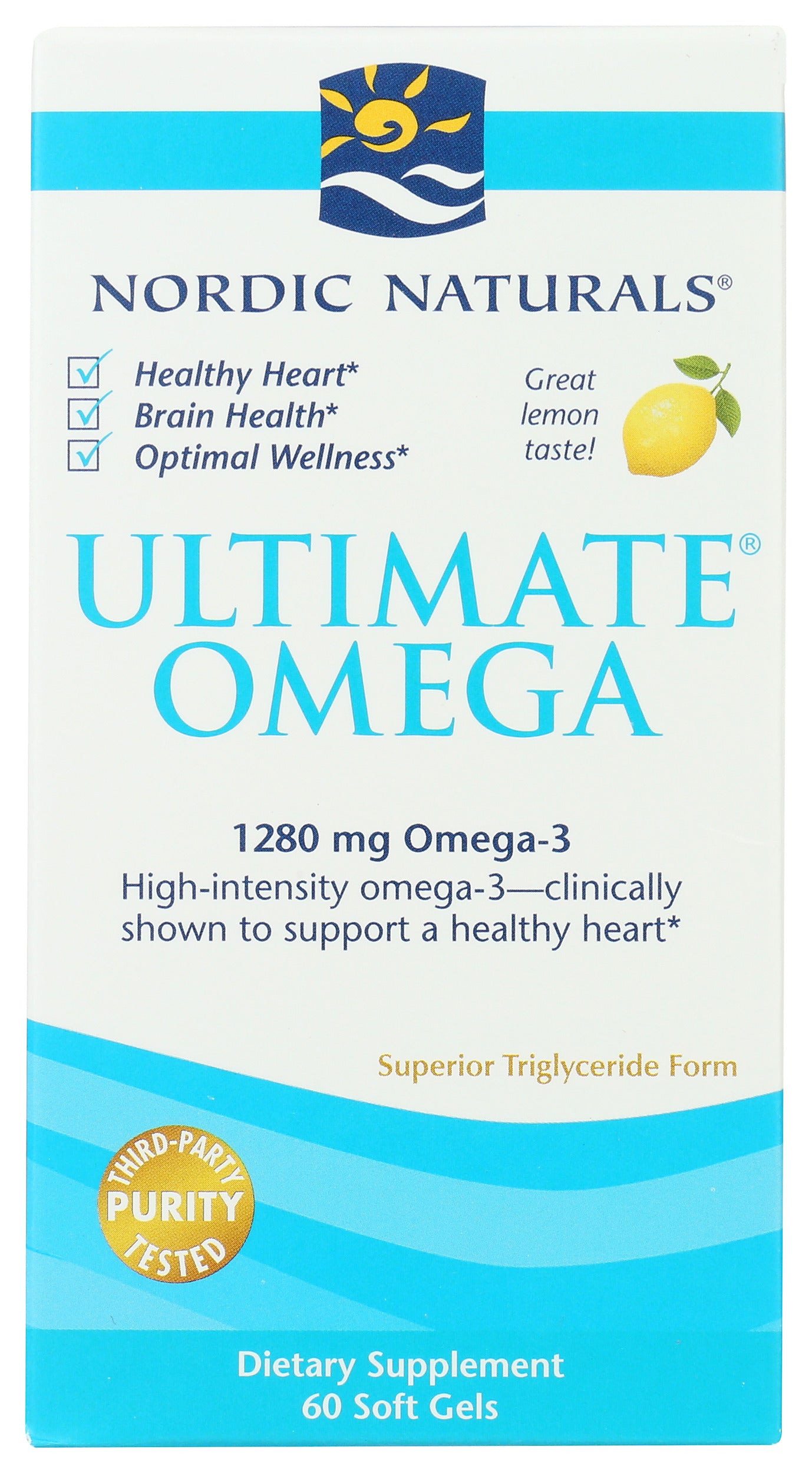 Nordic Naturals Ultimate Omega 1280mg 60 Soft Gels Front of Box