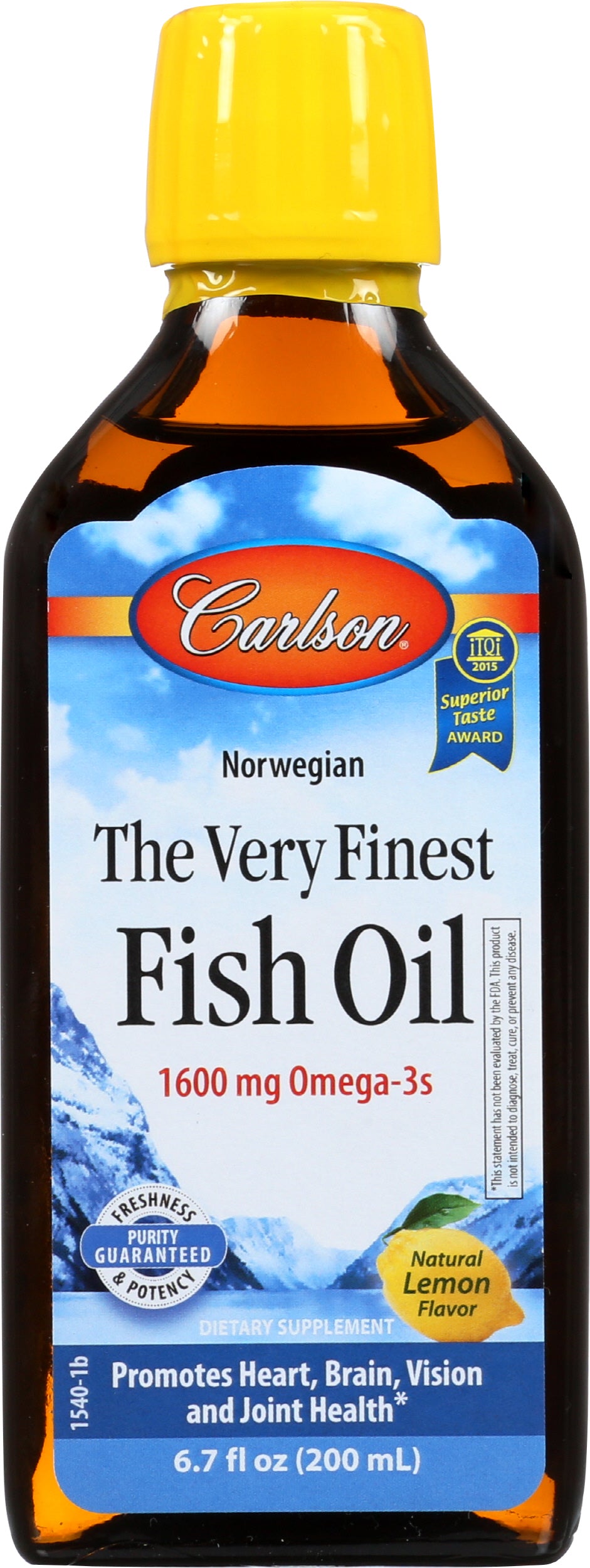 Carlson Fish Oil 1600 mg 6.7 fl oz Front of Bottle