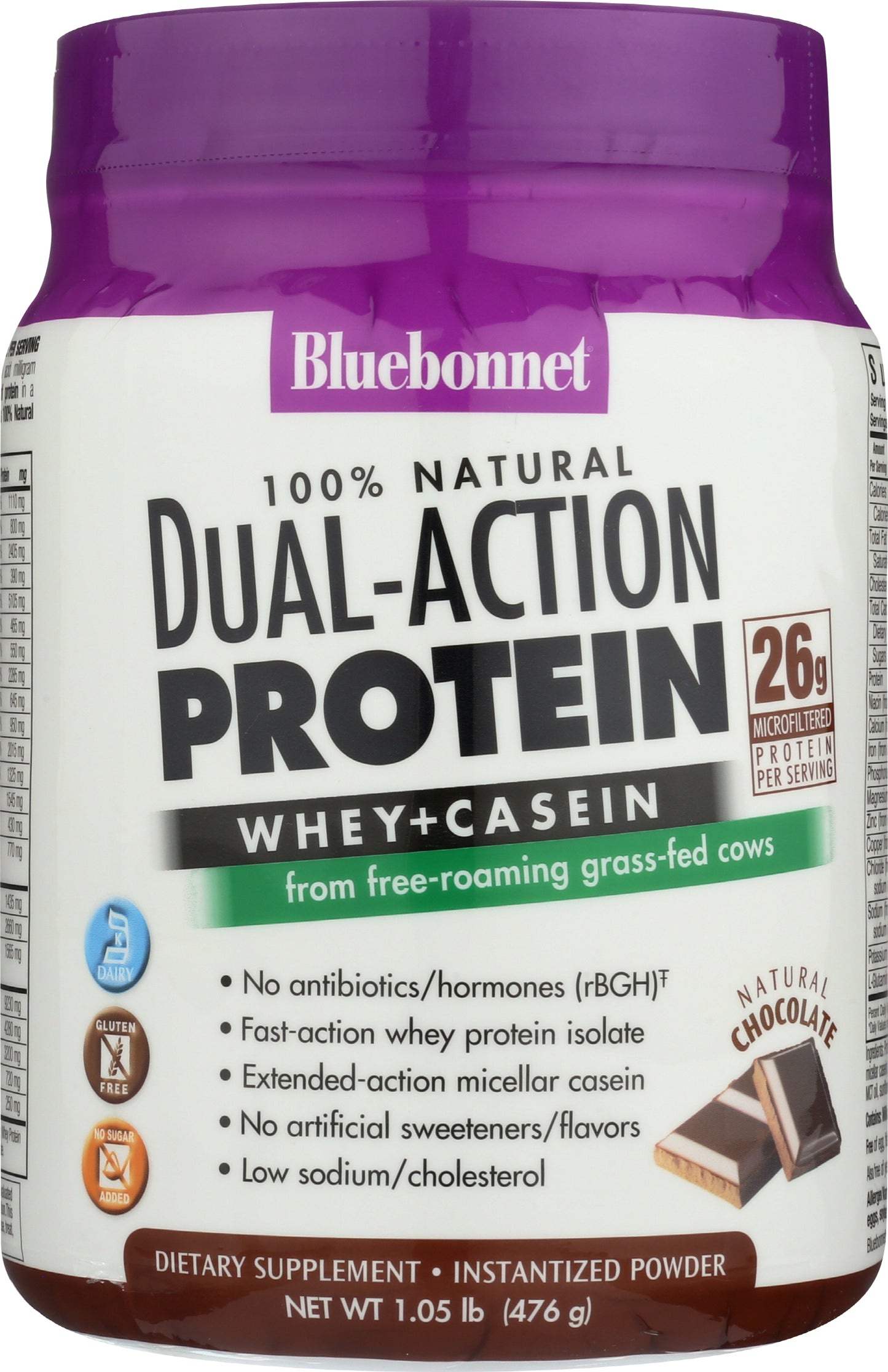 Bluebonnet Whey & Casein Chocolate Flavor Protein Powder 1.05 lb
