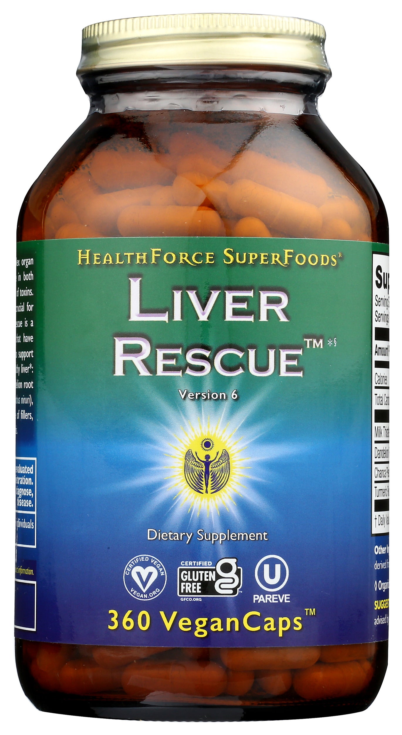 HealthForce SuperFoods Liver Rescue 360 VeganCaps Front of Bottle
