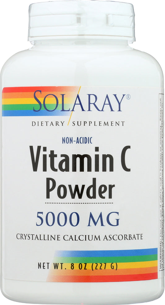 Solaray Buffered Vitamin C Powder 5000mg 8 Oz Front of Bottle