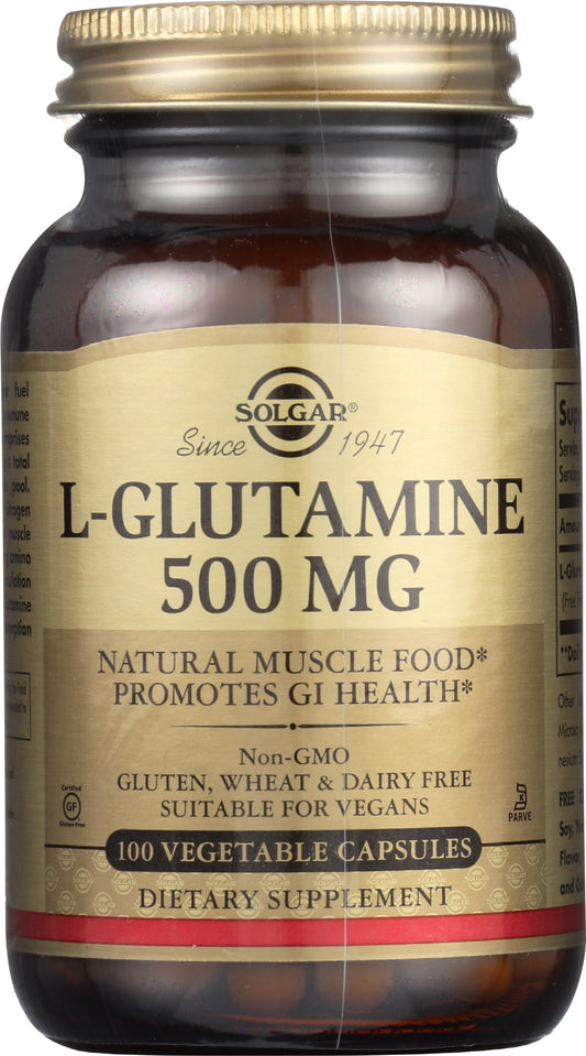 Solgar L-Glutamine 500 mg 100 Vegetable Capsules Front