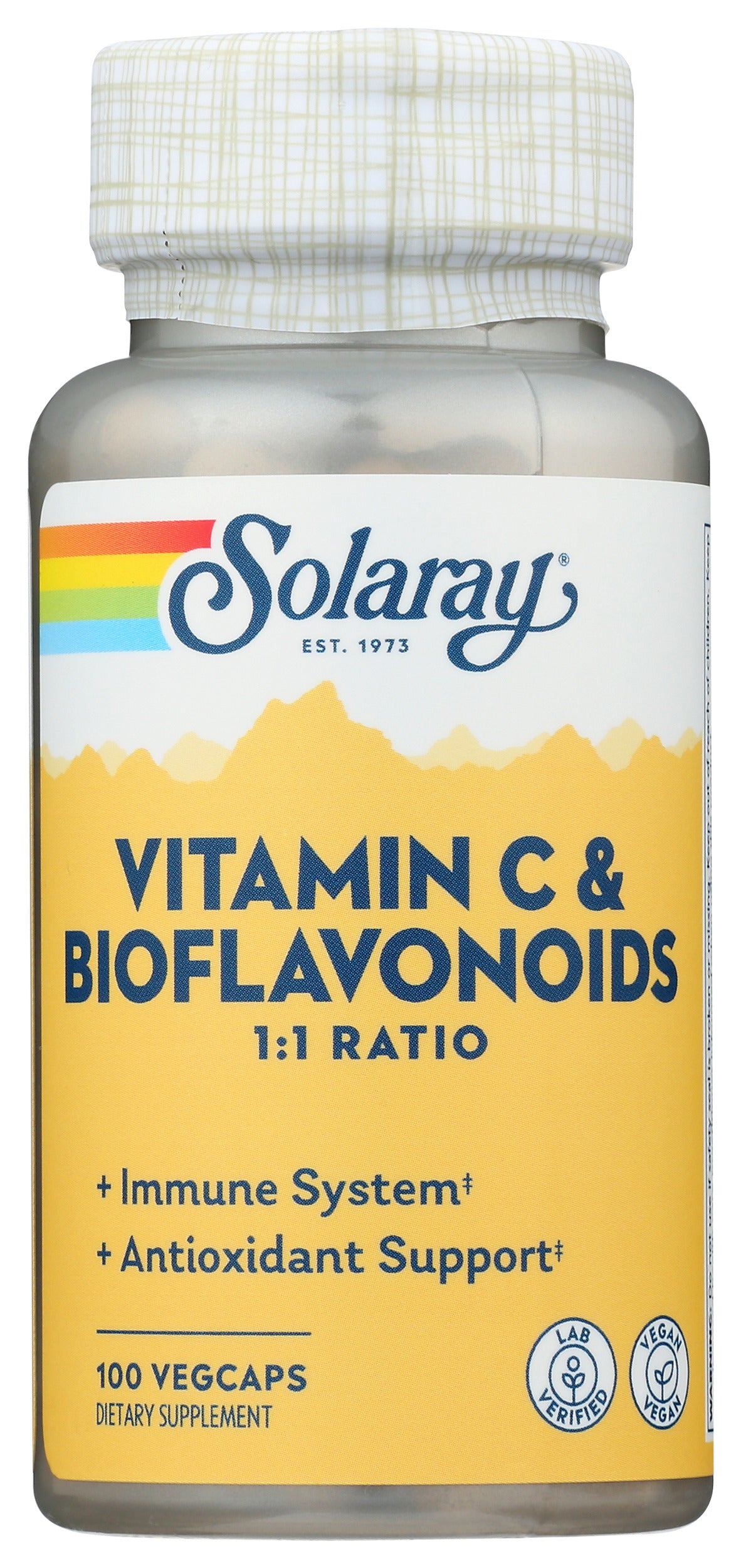 Solaray Vitamin C & Bioflavonoids 100 VegCaps Front of Bottle