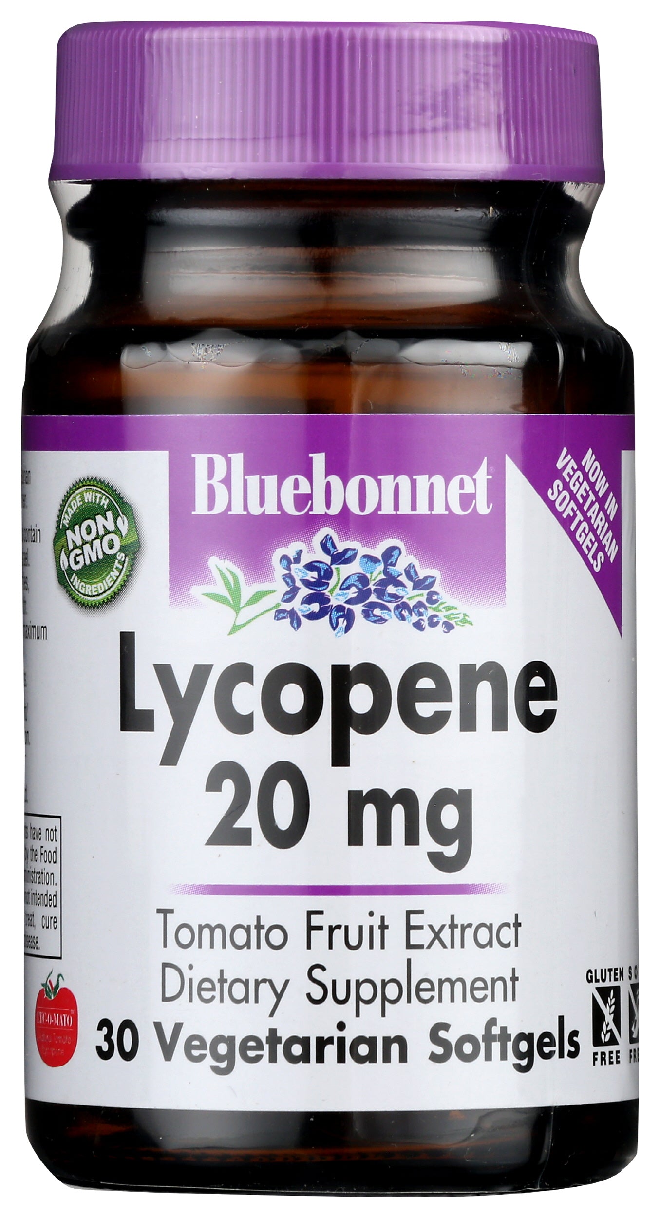 Bluebonnet Lycopene 20mg 30 Vegetarian Capsules Front