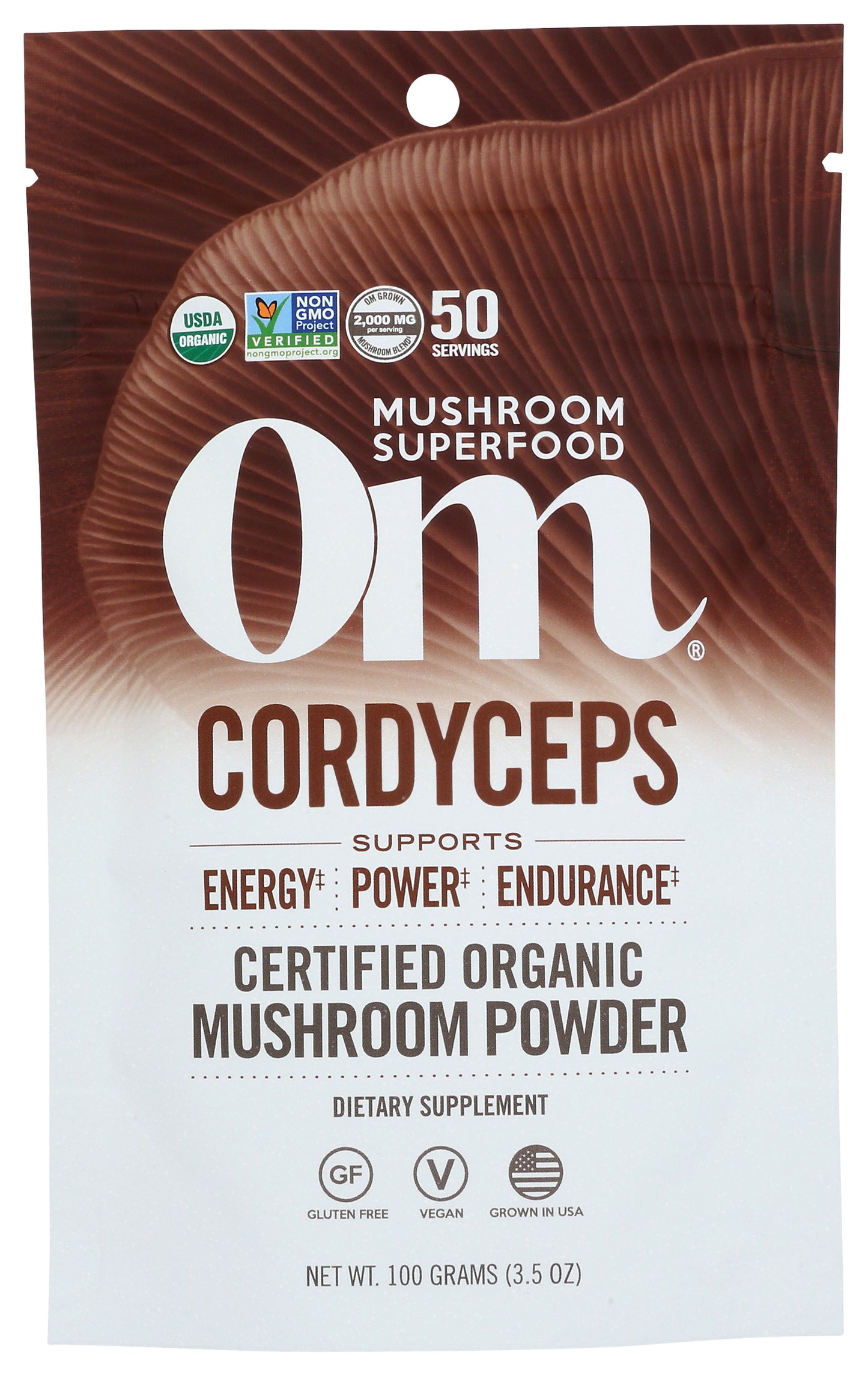 Om Cordyceps Powder 3.5oz Front of Bag