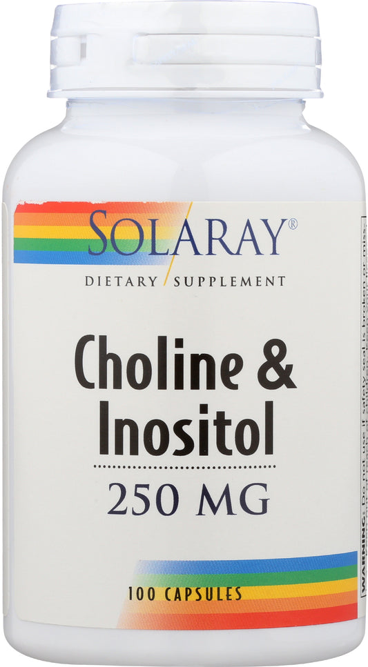Solaray Choline & Inositol 250 mg 100 Vegcaps Front of Bottle