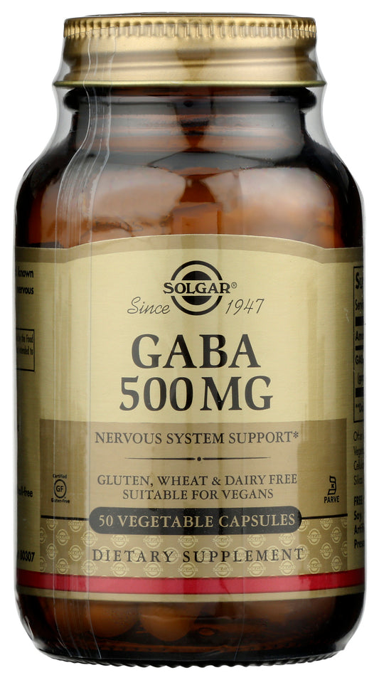 Solgar Gaba 500 mg 50 Vegetable Capsules Front