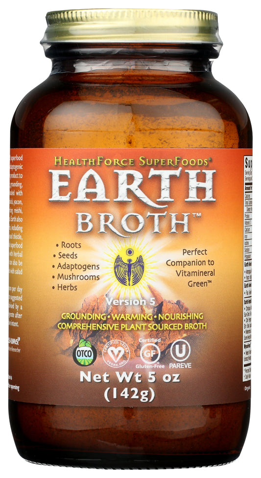 HealthForce SuperFoods Earth Broth Powder 5 Oz Front of Bottle